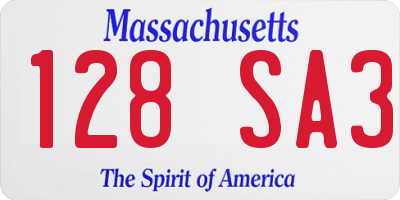 MA license plate 128SA3