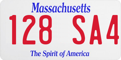 MA license plate 128SA4