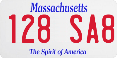 MA license plate 128SA8
