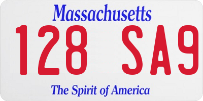 MA license plate 128SA9