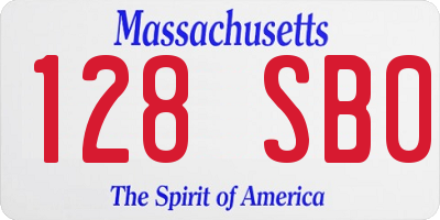MA license plate 128SB0