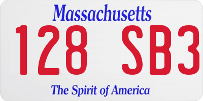 MA license plate 128SB3