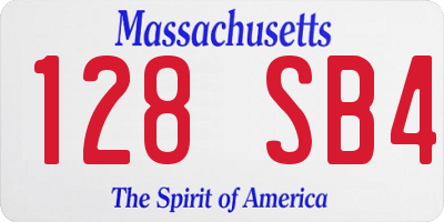 MA license plate 128SB4