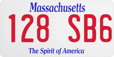 MA license plate 128SB6
