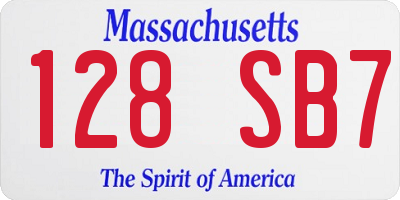 MA license plate 128SB7