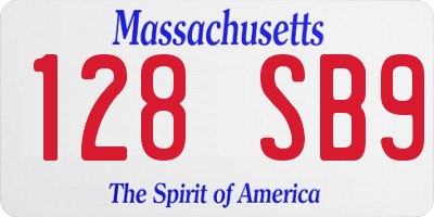 MA license plate 128SB9