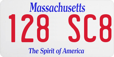 MA license plate 128SC8