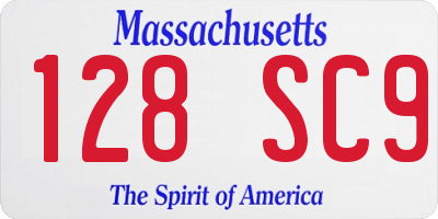 MA license plate 128SC9