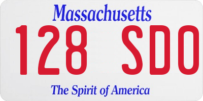 MA license plate 128SD0