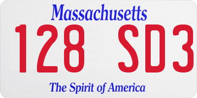 MA license plate 128SD3
