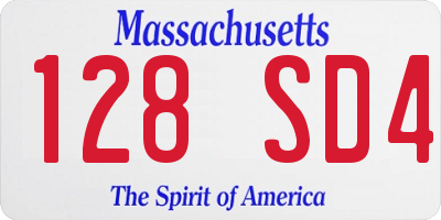 MA license plate 128SD4
