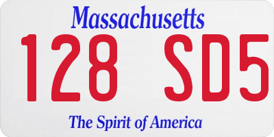 MA license plate 128SD5