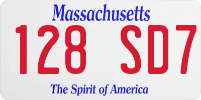 MA license plate 128SD7