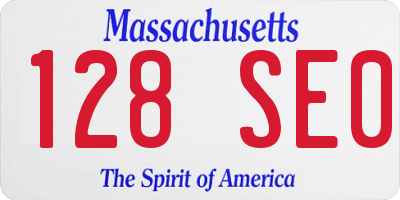 MA license plate 128SE0