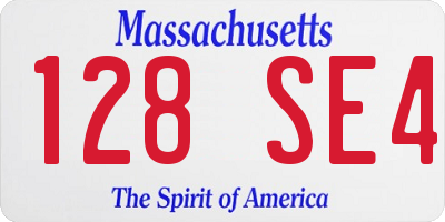 MA license plate 128SE4