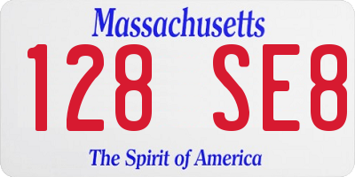 MA license plate 128SE8
