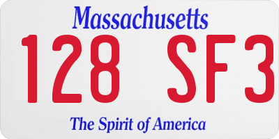 MA license plate 128SF3