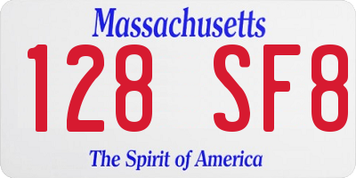 MA license plate 128SF8