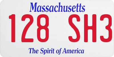 MA license plate 128SH3
