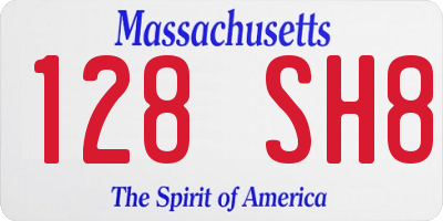 MA license plate 128SH8