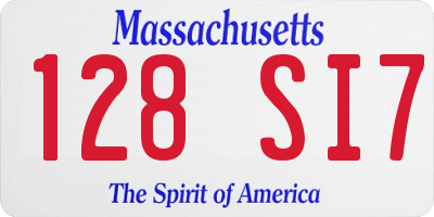 MA license plate 128SI7