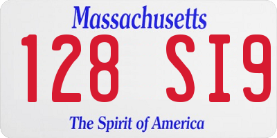MA license plate 128SI9