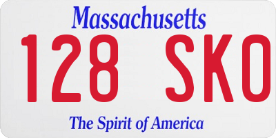 MA license plate 128SK0