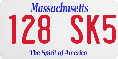 MA license plate 128SK5