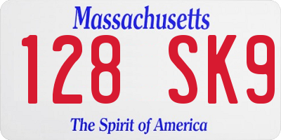 MA license plate 128SK9