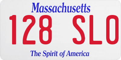 MA license plate 128SL0