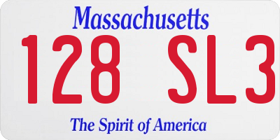 MA license plate 128SL3