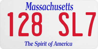 MA license plate 128SL7
