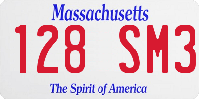 MA license plate 128SM3