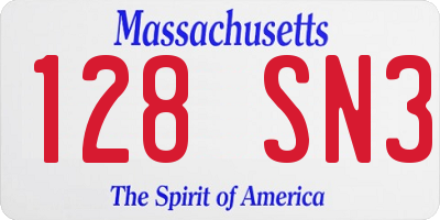 MA license plate 128SN3