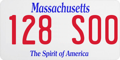 MA license plate 128SO0