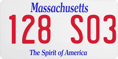 MA license plate 128SO3