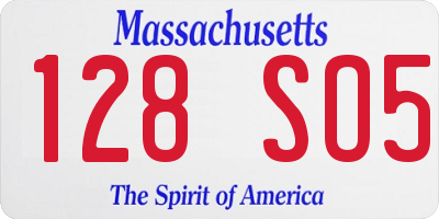 MA license plate 128SO5