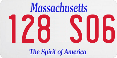 MA license plate 128SO6