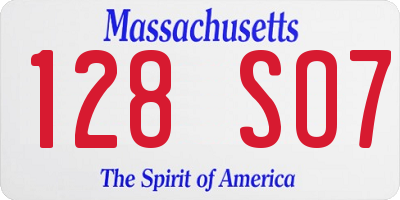 MA license plate 128SO7