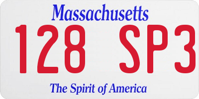 MA license plate 128SP3