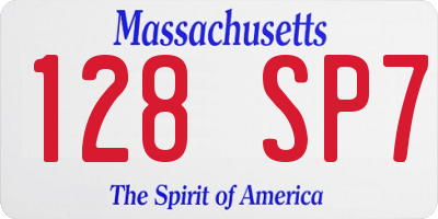 MA license plate 128SP7