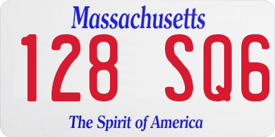 MA license plate 128SQ6