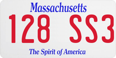 MA license plate 128SS3