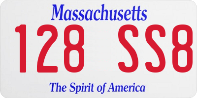 MA license plate 128SS8