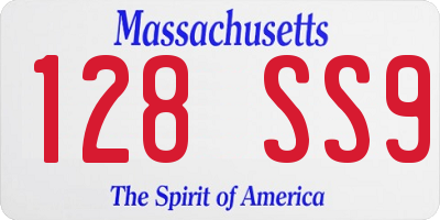MA license plate 128SS9