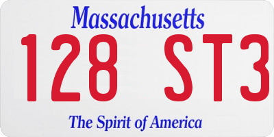 MA license plate 128ST3