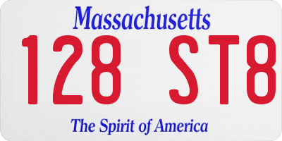 MA license plate 128ST8