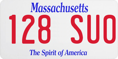 MA license plate 128SU0