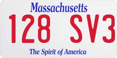 MA license plate 128SV3
