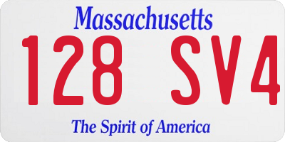 MA license plate 128SV4